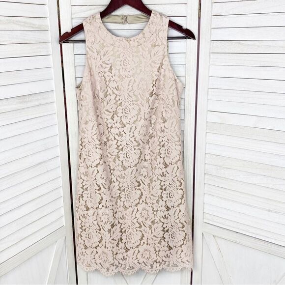 Vince Camuto Floral Lace Open Back Halter Shift Party Dress Blush Pink 4 - Picture 10 of 14